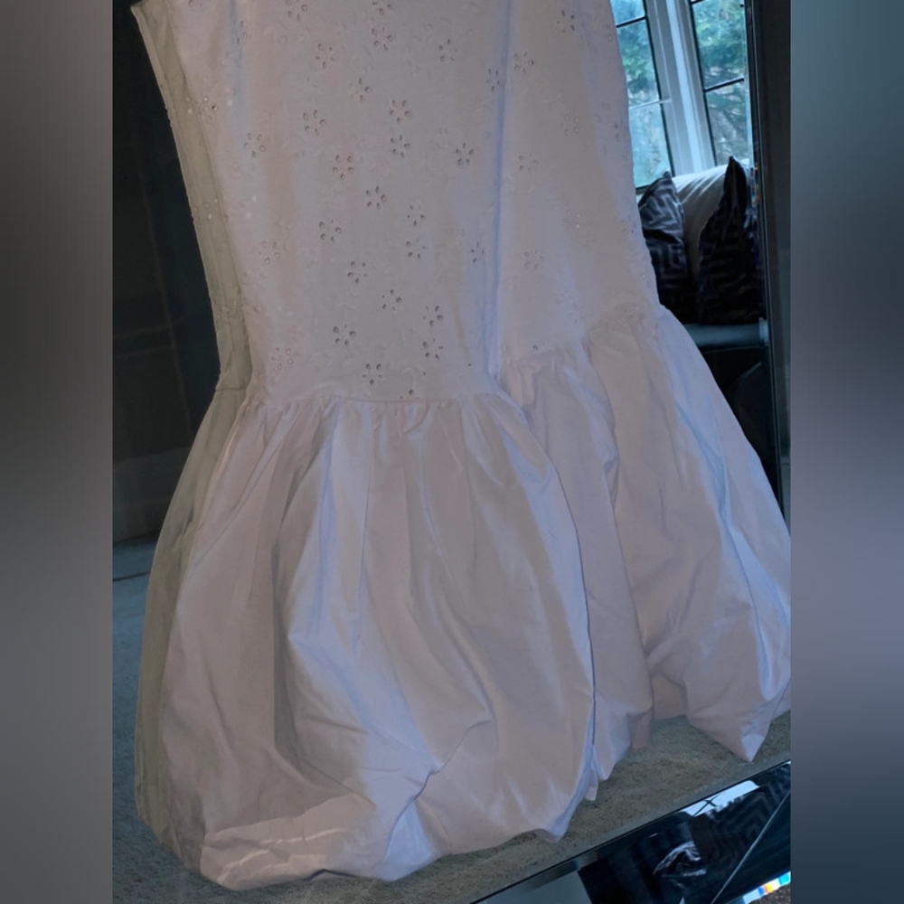 Zara white mini dress embroidered balloon dress - Picture 3 of 3